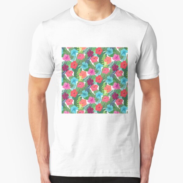 Tropical Flowers Slim Fit T-Shirt
