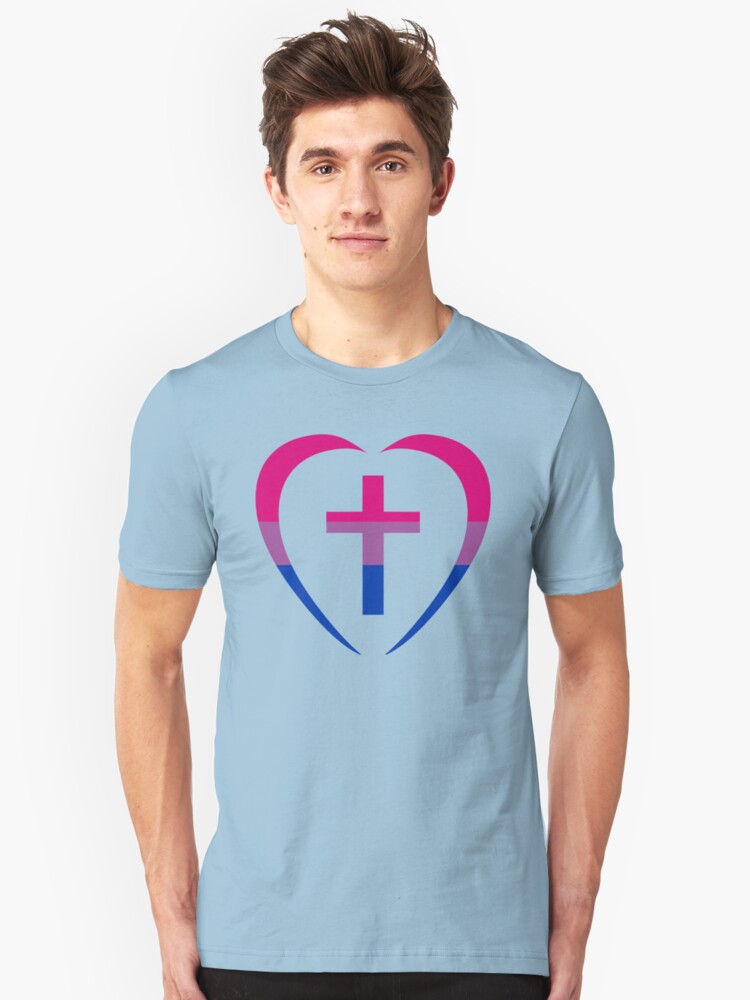 Alternate view of Christian Heart (Pink, Purple, Blue) Third Culture Series Slim Fit T-Shirt