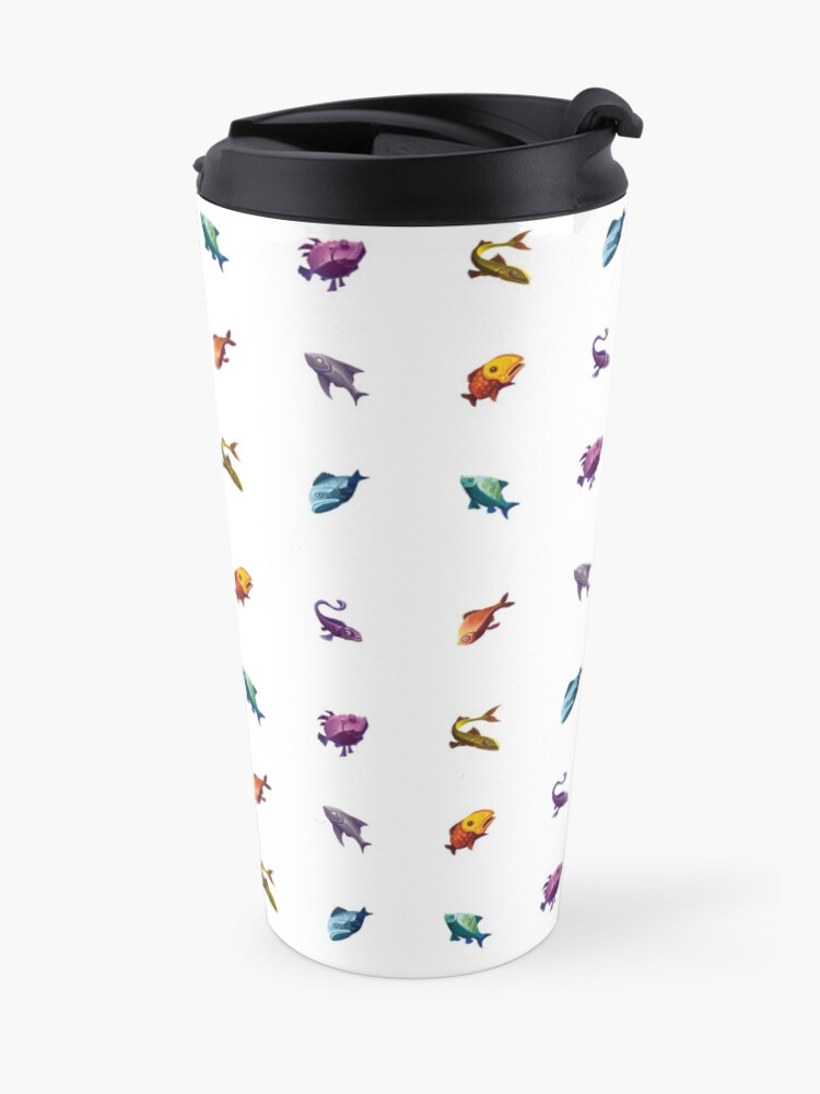 Vista alternativa de Taza de viaje Muchos peces (blanco)
