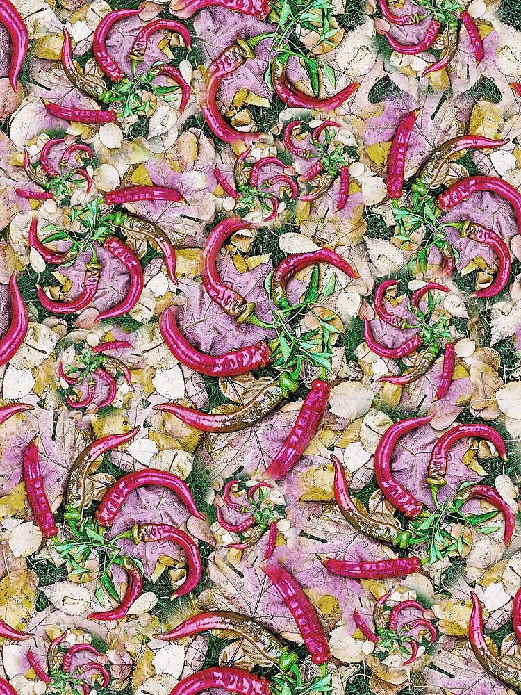 HOT SUMMER PEPPERS ON AUTUMN LEAVES 2 by JeffBossler