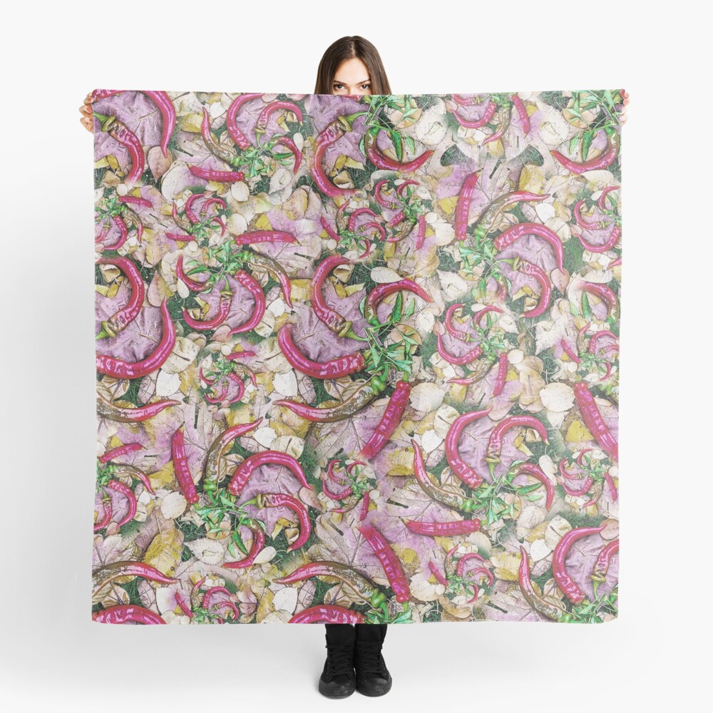 HOT SUMMER PEPPERS ON AUTUMN LEAVES 2 Scarf