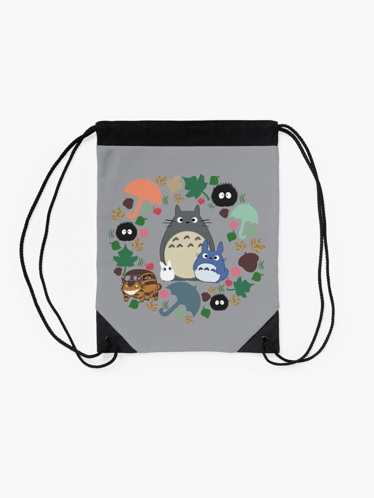Alternative Ansicht von Mein Nachbar Totoro Kranz - Anime, Catbus, Ruß Sprite, Blau Totoro, Weiß Totoro, Senf, Ocker, Regenschirm, Manga, Hayao Miyazaki, Studio Ghibl Turnbeutel