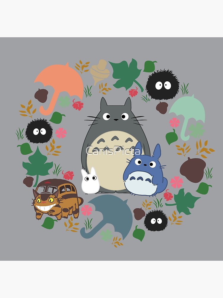 Mein Nachbar Totoro Kranz - Anime, Catbus, Ruß Sprite, Blau Totoro, Weiß Totoro, Senf, Ocker, Regenschirm, Manga, Hayao Miyazaki, Studio Ghibl von CanisPicta
