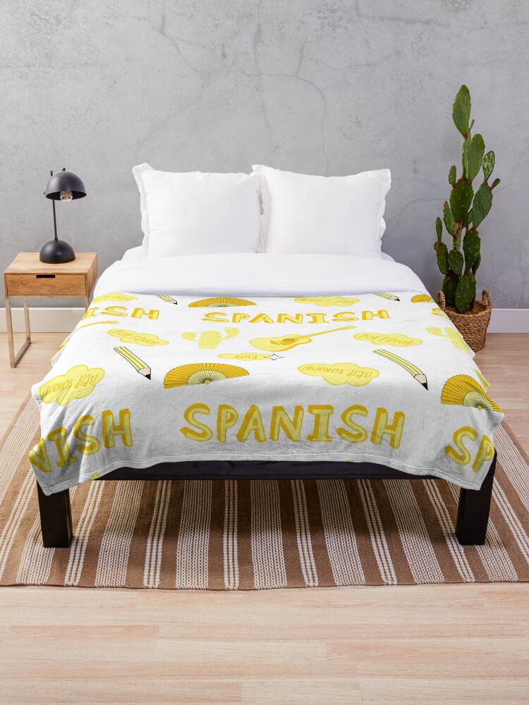 Light Yellow Spanish Language School Subject Sticker Pack Throw Blanket By The Goods