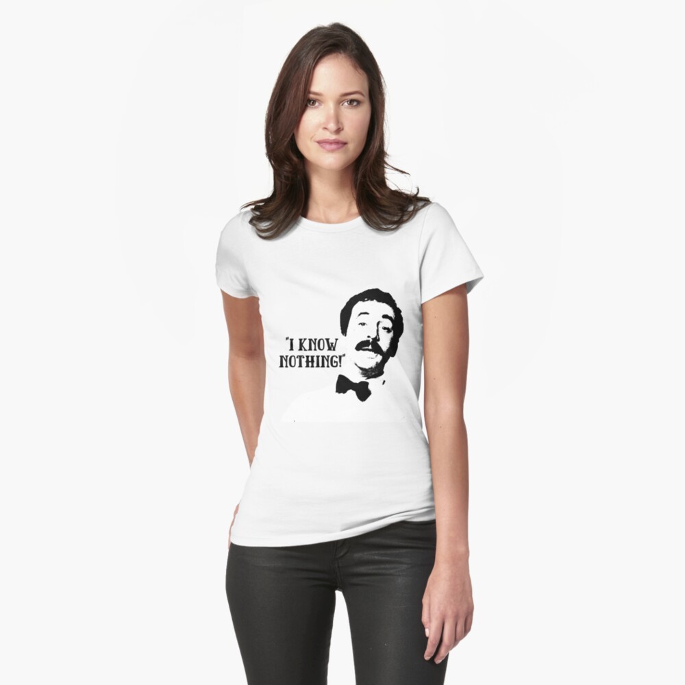 "I Know Nothing! Manuel Fawlty Towers Quote & Graphic" Tshirt by