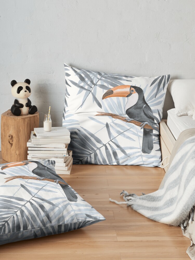 Alternate view of Palm leaves and Toucan Floor Pillow