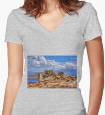 Chalki Ruin Women's Fitted V-Neck T-Shirt