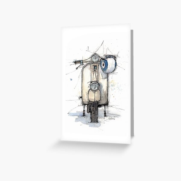 Vespa - Watercolour Greeting Card