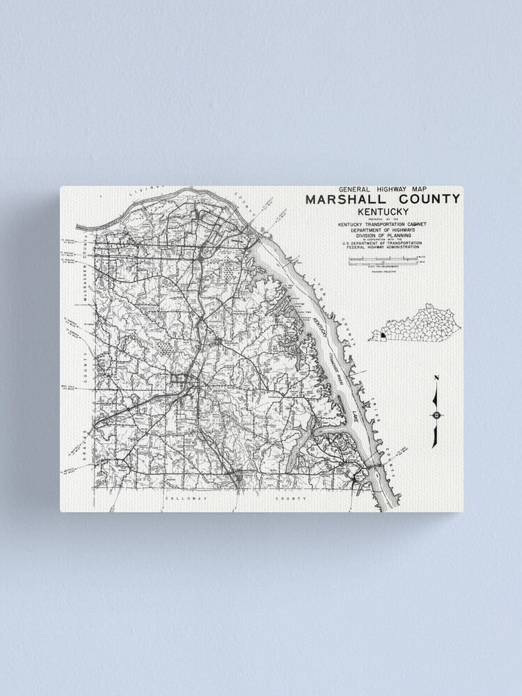 "Marshall County, Kentucky Map" Canvas Print by westkygenealogy Redbubble