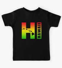 Big Hawaii HI - Rasta Surfer Colors Kids Tee