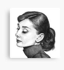 Audrey Hepburn Stippling Portrait Canvas Print