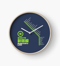 Shinjuku-Linie Bahnhofslisten-Karte Tokio - Marine Uhr