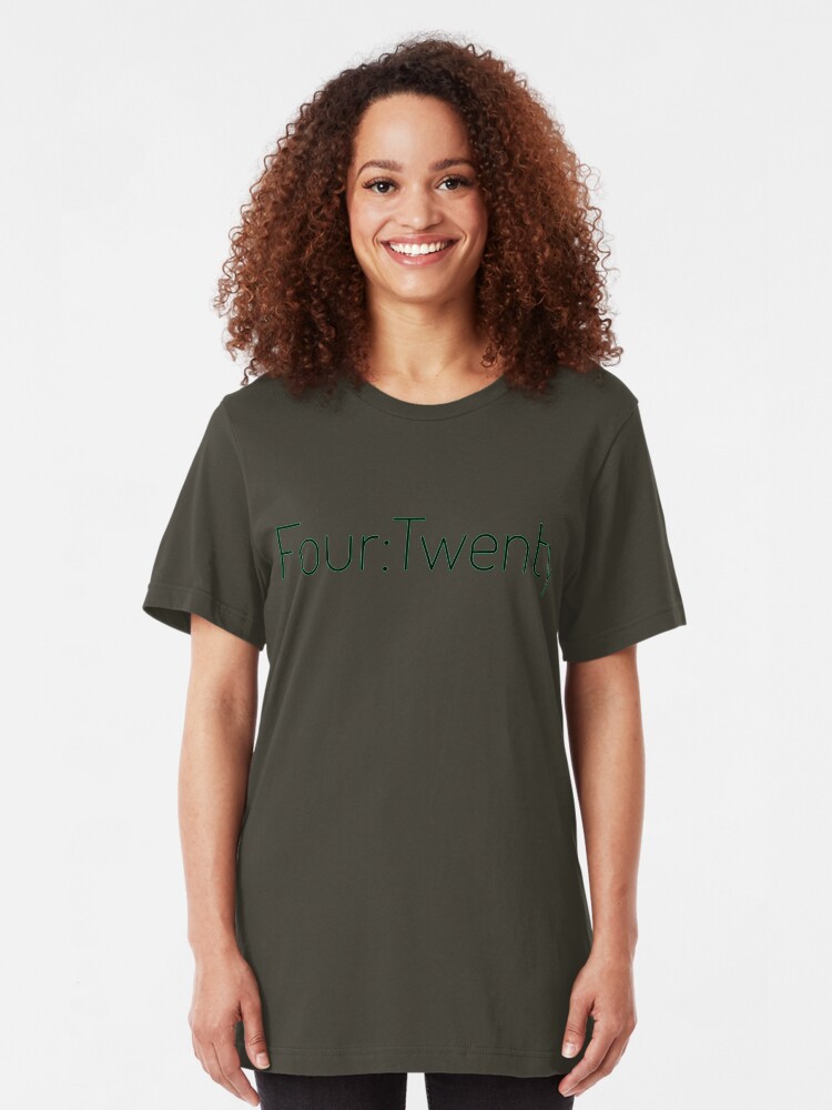 Alternate view of Four:Twenty 4:20 - Black with Green Slim Fit T-Shirt
