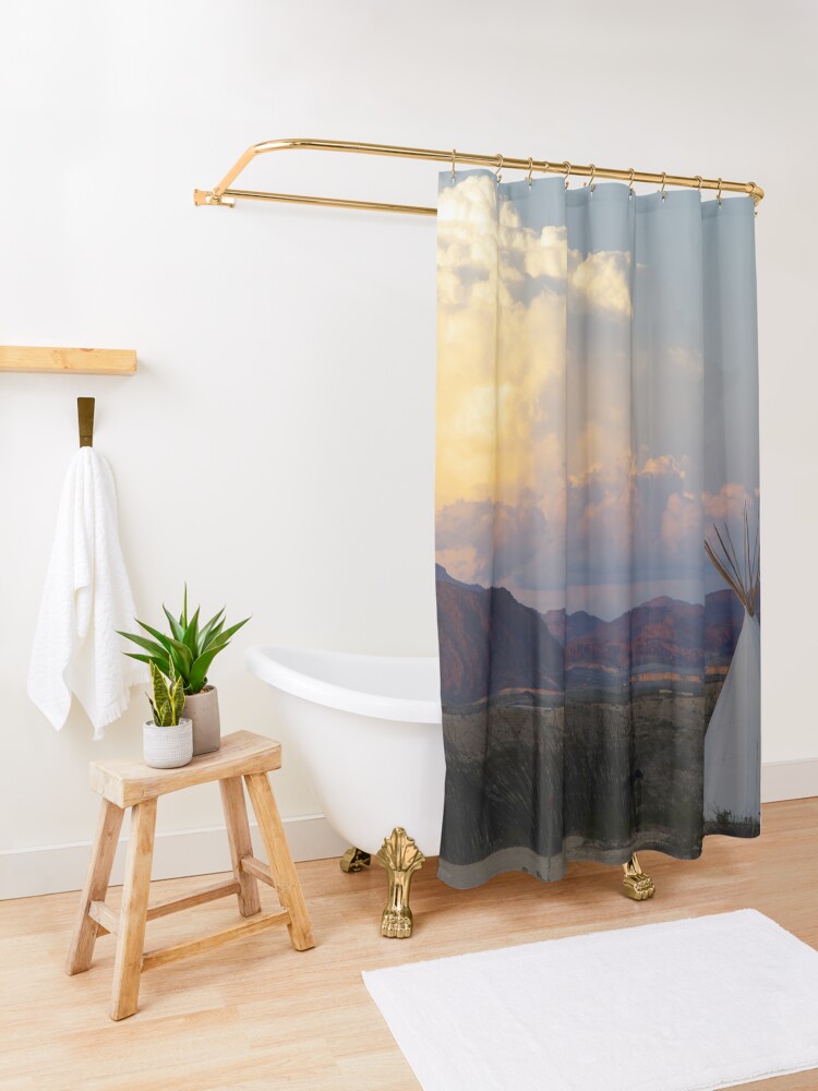 Alternate view of Terlingua Sunset Shower Curtain