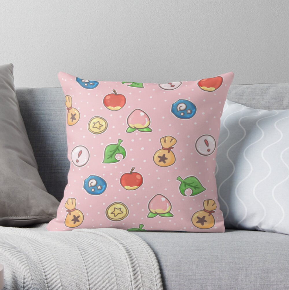 Animal Crossing Icons v.2 Throw Pillow
