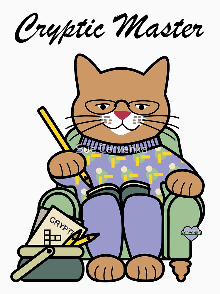Cryptic Master Crossword Cat V Neck T Shirt