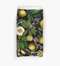 Lemon Tree - Black Duvet Cover