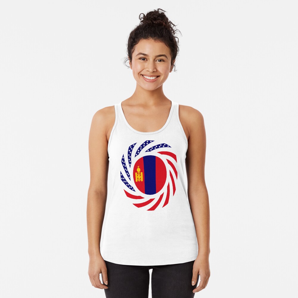 Mongolian American Multinational Patriot Flag Series Racerback Tank Top