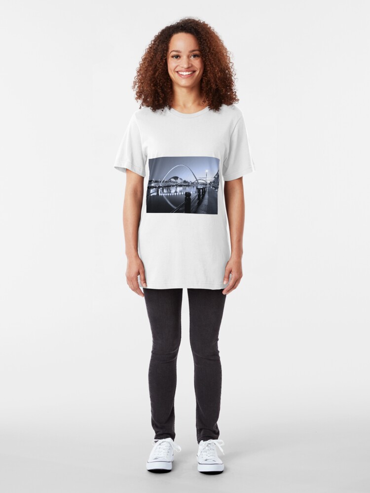 Alternate view of Newcastle Quayside and Millennium Bridge Slim Fit T-Shirt