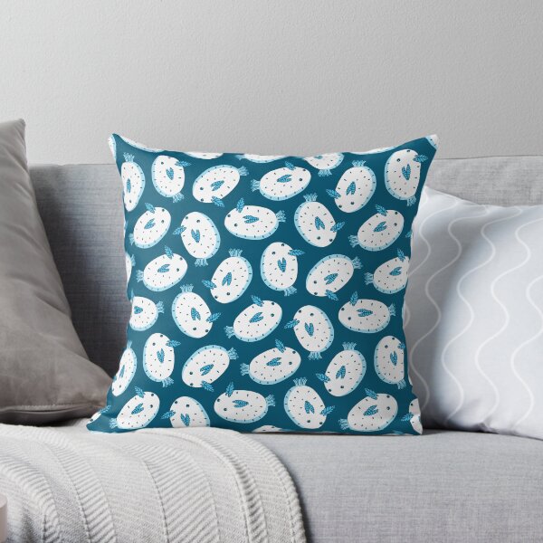 Sea Bunnies_ Blue Sea Throw Pillow