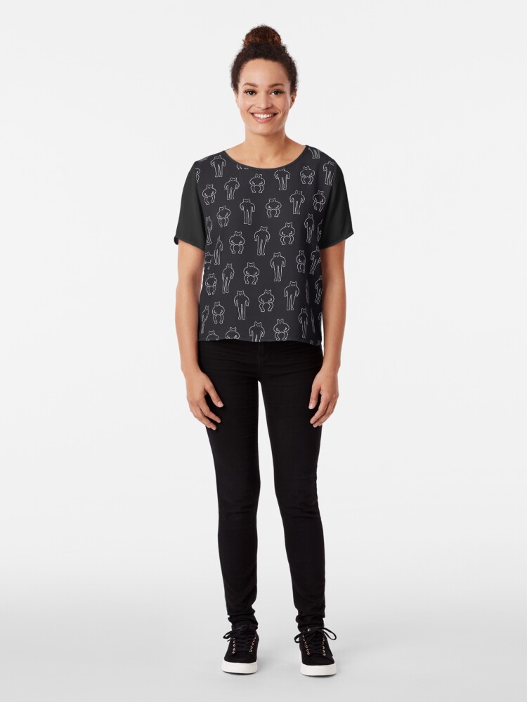 Alternate view of Flexing & Squating Cat - Black Chiffon Top