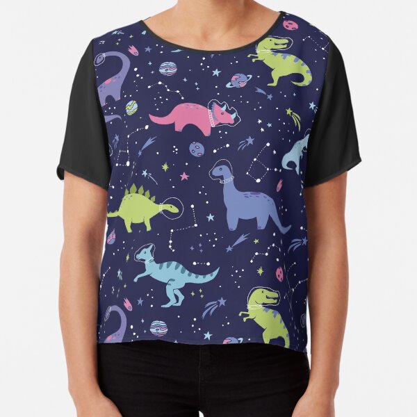 Space Dinosaurs in a Purple Sky Chiffon Top