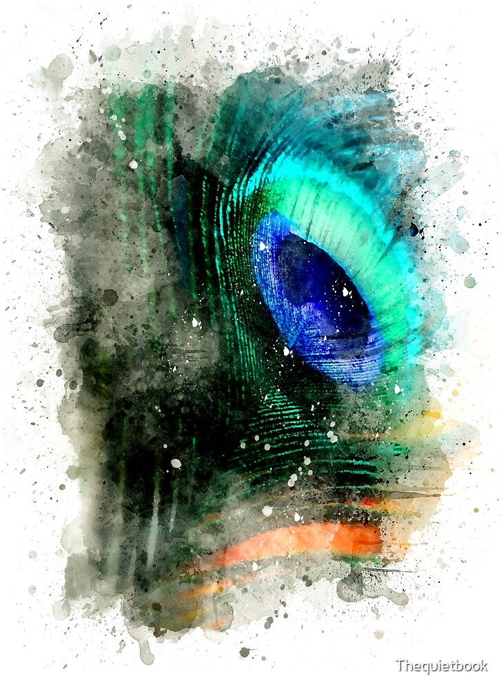 Watercolor Peacock Feather By Thequietbook Redbubble 
