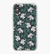 Laughing Baby Elephants – emerald and turquoise iPhone Case