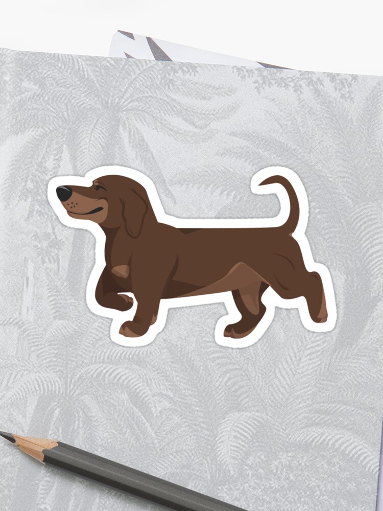 Puppy Love 2 Short Haired Dachshund Chocolate And Red Sticker