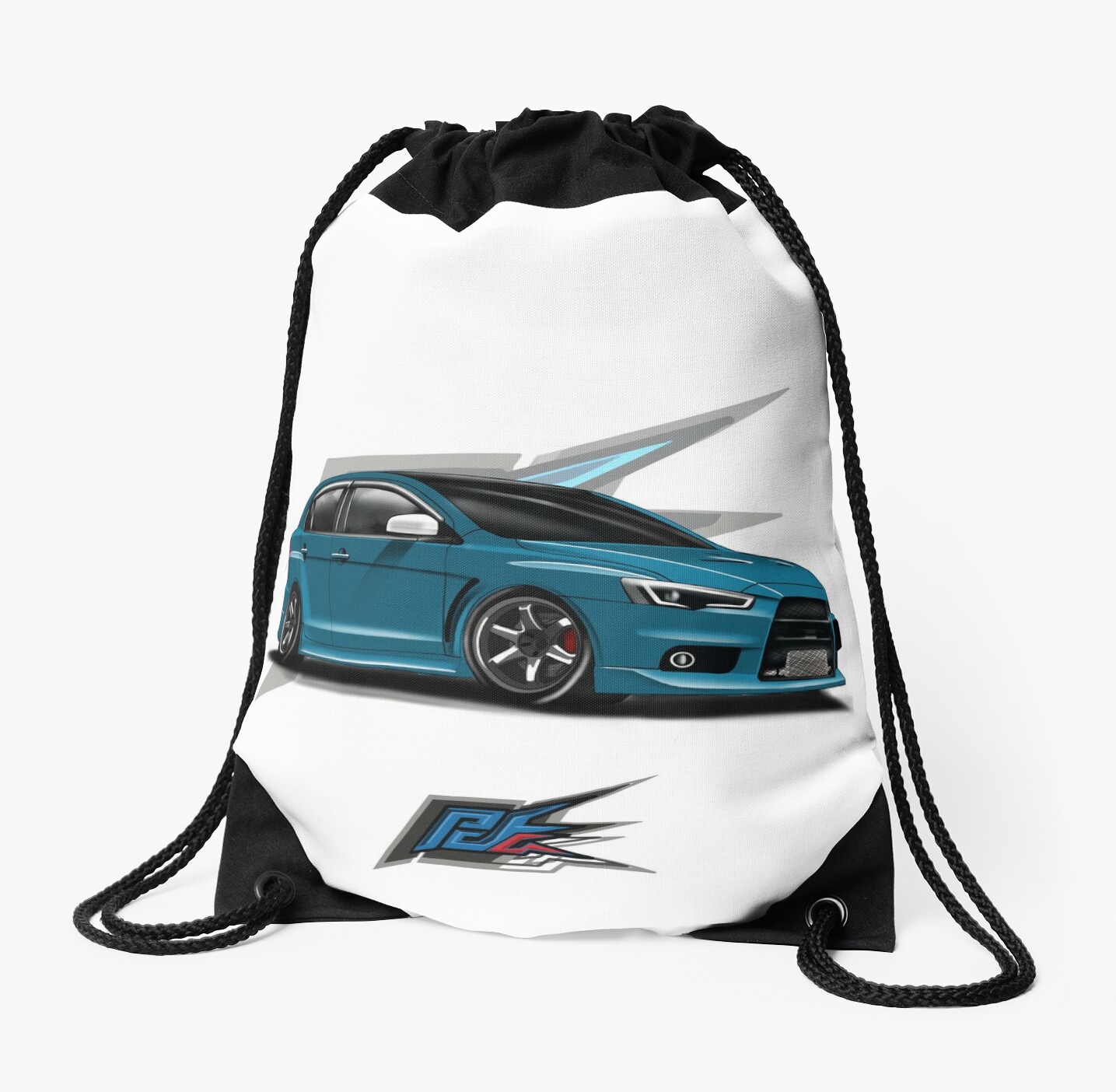 Race Blue Mitsubishi Evo X Drawstring Bag By Naquash Redbubble