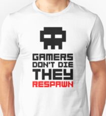 Pixel Skull Gamers Don't Die - Dark Version Unisex T-Shirt