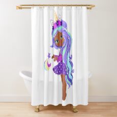 Einhorn Mädchen lila schwarz Duschvorhang