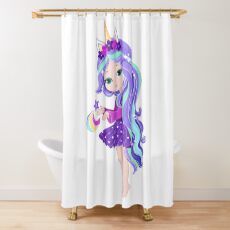 Mädchen Einhorn Lila Duschvorhang