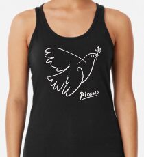 Picasso Dove (White on Black) Racerback Tank Top