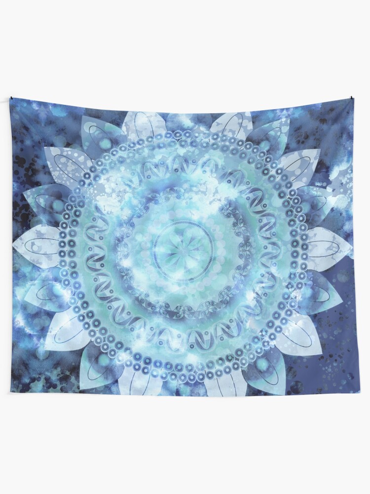 Alternate view of Blue Minted Fizz Mandala Tapestry