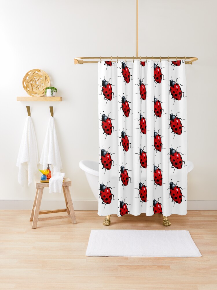 Big Ladybug Ladybird Bright Red Insect Wildlife Art Shower