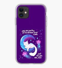 "You Are Worthy of Kindness and Care" Space Kitty iPhone Case