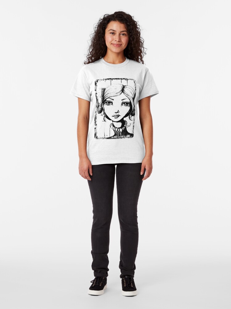 Alternate view of Space Buns - Outline Version Classic T-Shirt