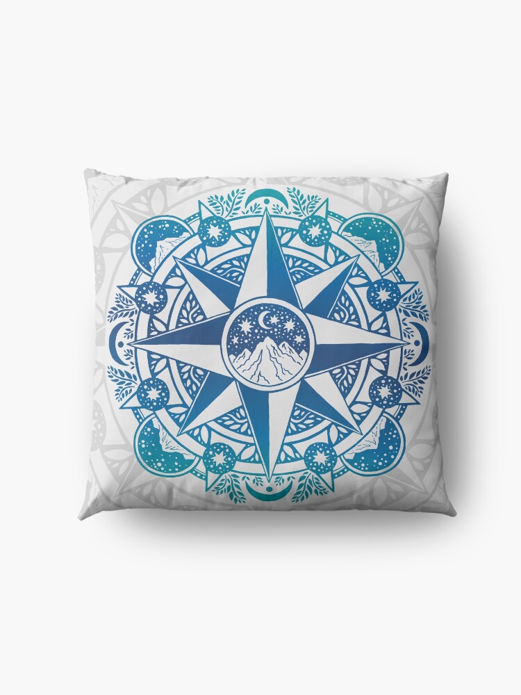 Alternate view of Journey to Moon Mountain | Turquoise Navy Ombré Floor Pillow