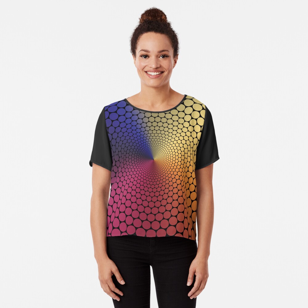 Optical Illusion Angle Gradient on Black Chiffon Top