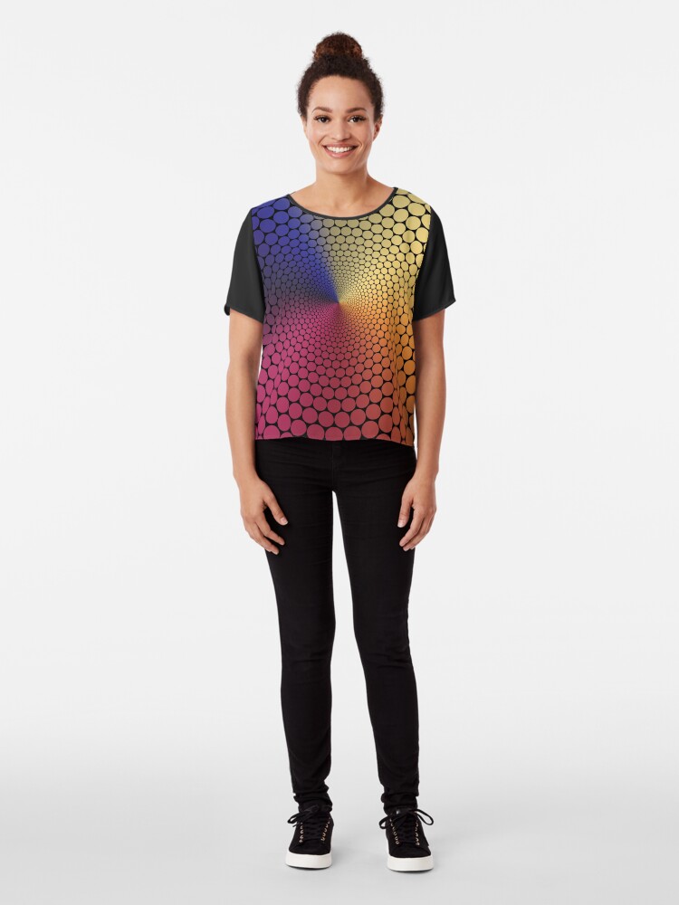 Alternate view of Optical Illusion Angle Gradient on Black Chiffon Top