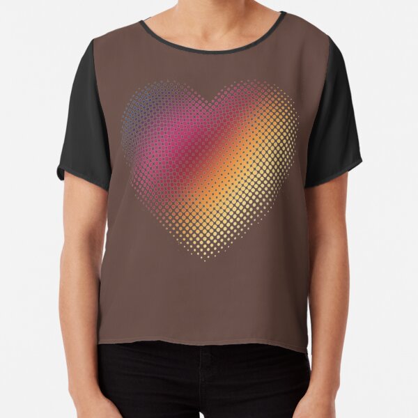 Linear Gradient on Halftone Heart (Rocky Road Brown) Chiffon Top