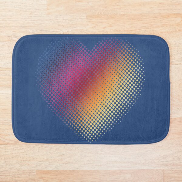 Linear Gradient on Halftone Heart (Galaxy Blue) Bath Mat