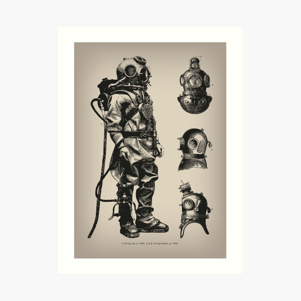 Vintage Deep Sea Diver | Nautical | Art Print