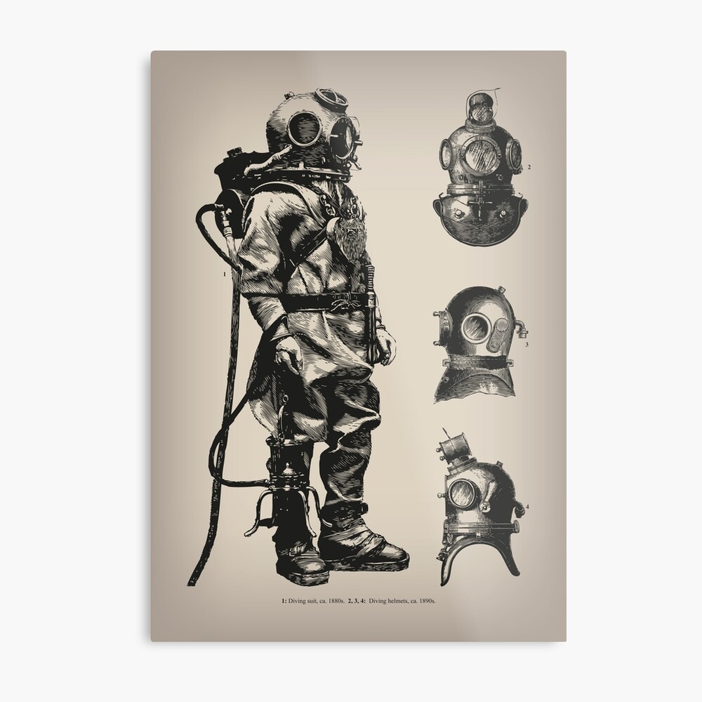 Vintage Deep Sea Diver | Nautical | Metal Print