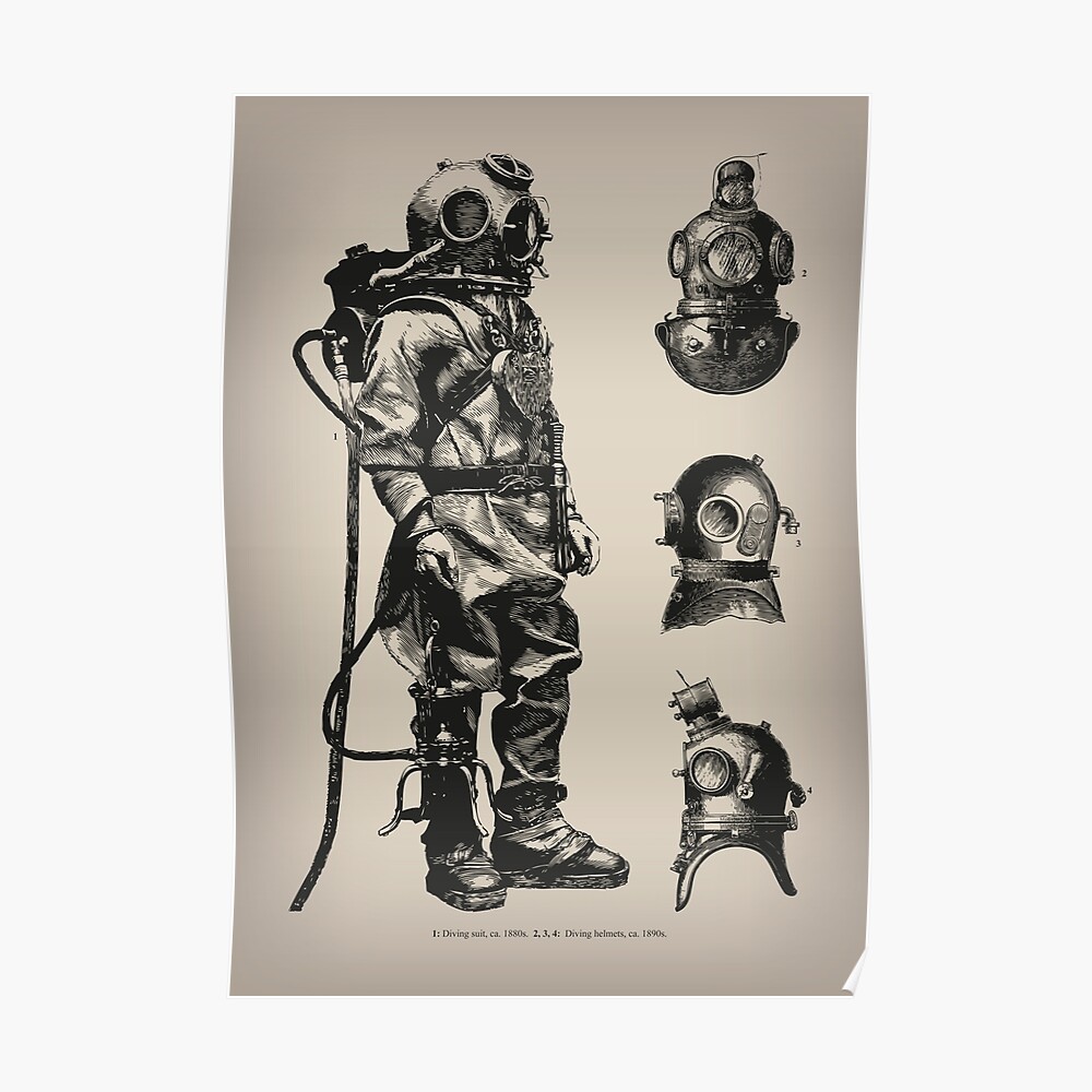 Vintage Deep Sea Diver | Nautical | Poster