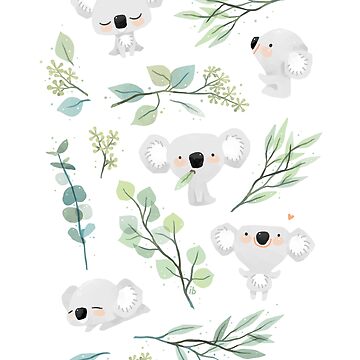 Artwork thumbnail, Koala and Eucalyptus Pattern by freeminds