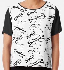 Black Glasses Chiffon Top