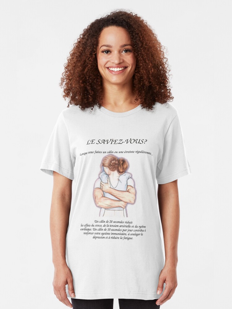 T-shirt ajusté ''Les Bénéfices du Hug sur la santé' : autre vue