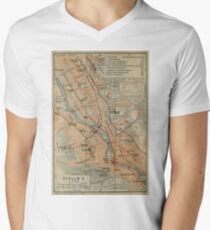 Vintage Karte von Tiflis, Georgien (1914) T-Shirt mit V-Ausschnitt